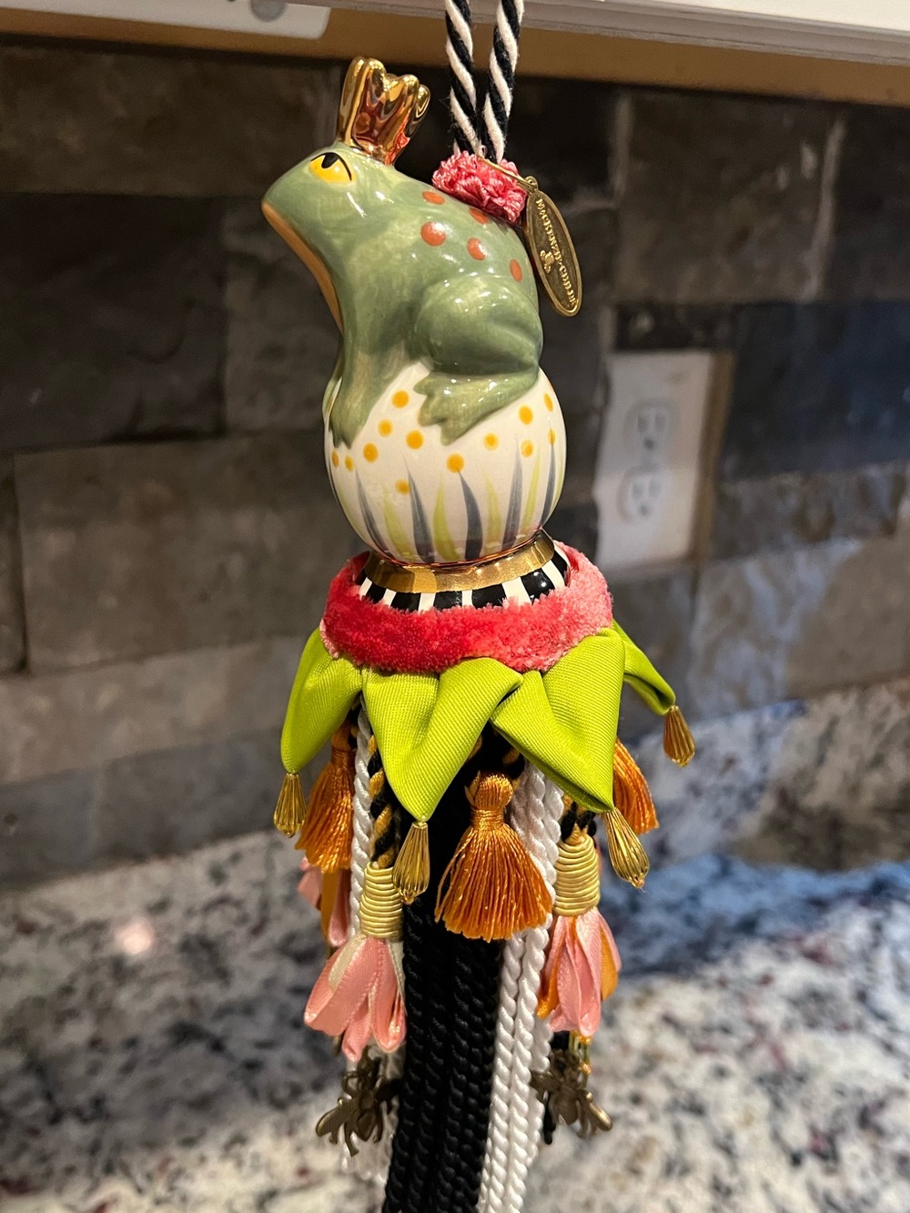 Mackenzie-Childs Frog Ceramic Tassel. Excellent condition.